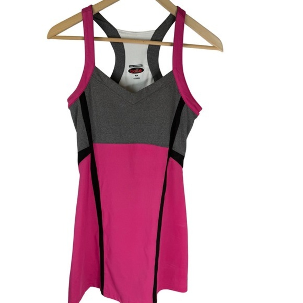 Bolle High Performance Womens Pink Gray Colorblock Racerback Tennis Tank Top S